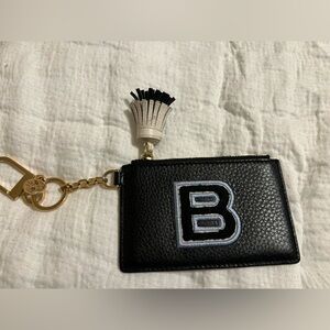 Tory Burch B Monogram Card Case Key Fob